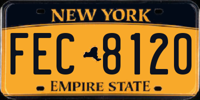 NY license plate FEC8120