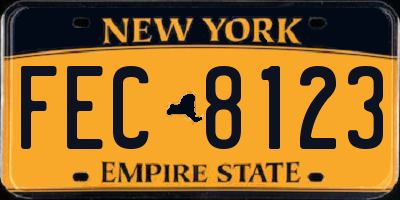 NY license plate FEC8123