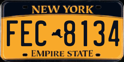 NY license plate FEC8134