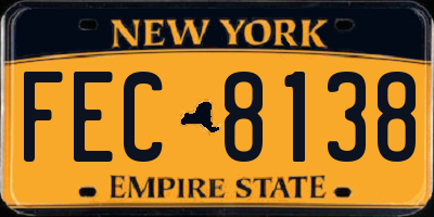 NY license plate FEC8138
