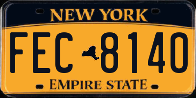 NY license plate FEC8140