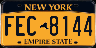 NY license plate FEC8144