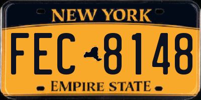 NY license plate FEC8148