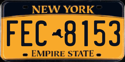 NY license plate FEC8153