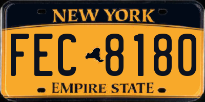 NY license plate FEC8180