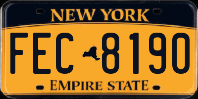 NY license plate FEC8190
