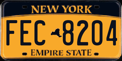 NY license plate FEC8204