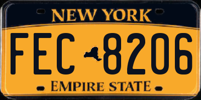 NY license plate FEC8206