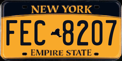 NY license plate FEC8207