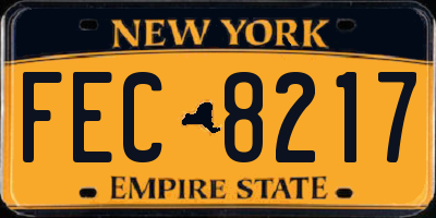 NY license plate FEC8217