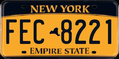 NY license plate FEC8221