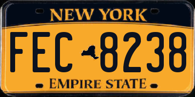 NY license plate FEC8238