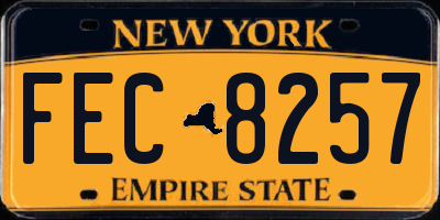 NY license plate FEC8257