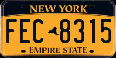 NY license plate FEC8315