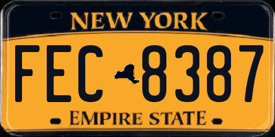 NY license plate FEC8387
