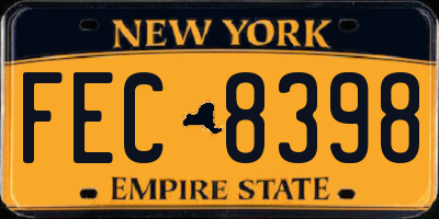 NY license plate FEC8398