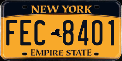 NY license plate FEC8401
