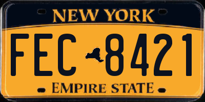 NY license plate FEC8421
