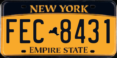 NY license plate FEC8431