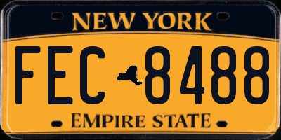 NY license plate FEC8488