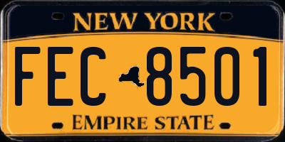 NY license plate FEC8501