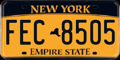 NY license plate FEC8505
