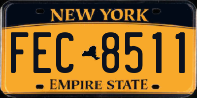 NY license plate FEC8511