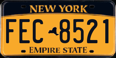 NY license plate FEC8521