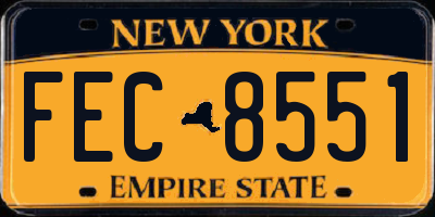 NY license plate FEC8551