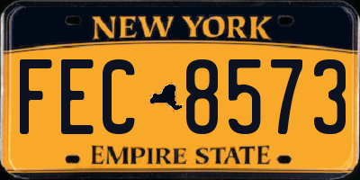 NY license plate FEC8573
