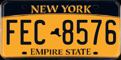 NY license plate FEC8576