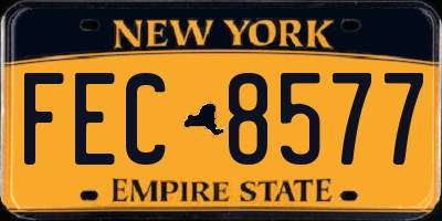 NY license plate FEC8577