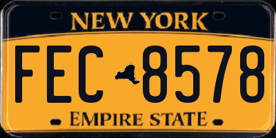 NY license plate FEC8578