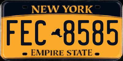 NY license plate FEC8585