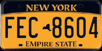 NY license plate FEC8604