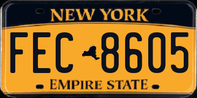 NY license plate FEC8605