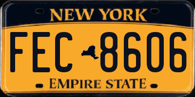 NY license plate FEC8606