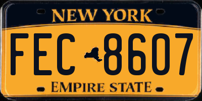 NY license plate FEC8607