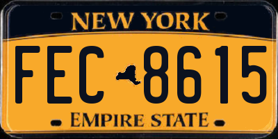 NY license plate FEC8615