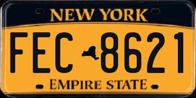 NY license plate FEC8621