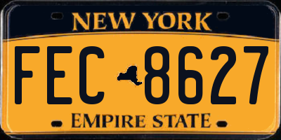 NY license plate FEC8627