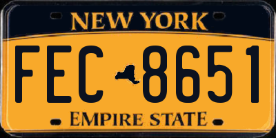 NY license plate FEC8651