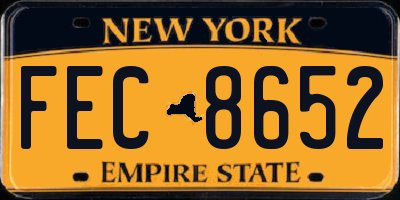 NY license plate FEC8652
