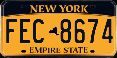 NY license plate FEC8674