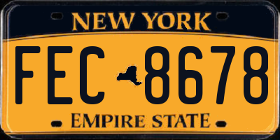 NY license plate FEC8678
