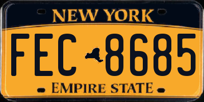 NY license plate FEC8685