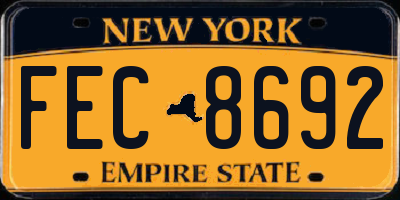 NY license plate FEC8692