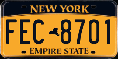 NY license plate FEC8701