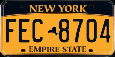 NY license plate FEC8704