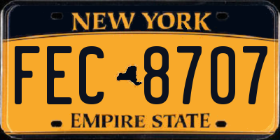 NY license plate FEC8707